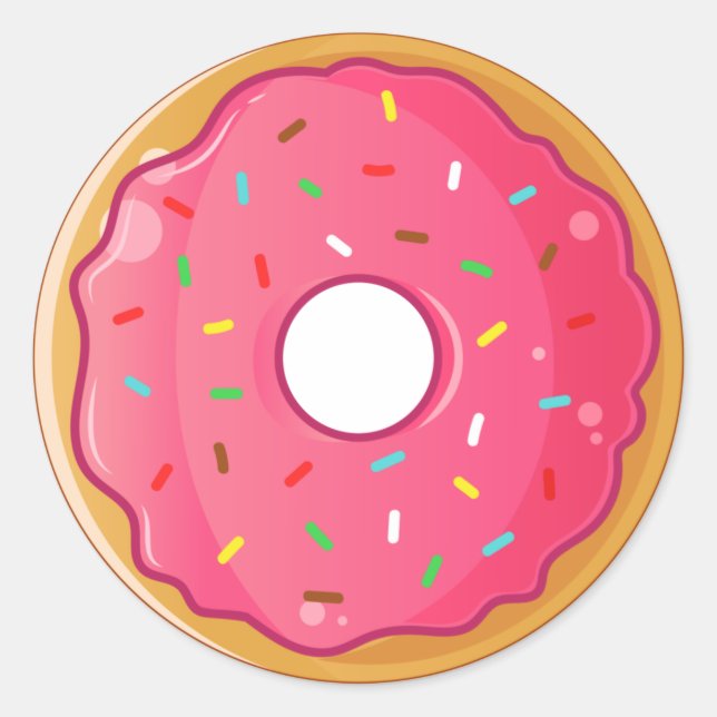 Strawberry Sprinkle Doughnut Classic Round Sticker (Front)