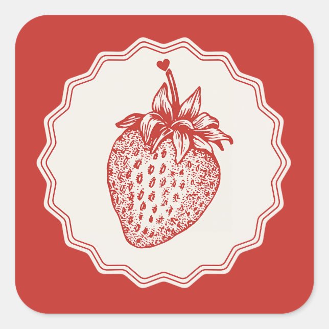 Strawberry Square Sticker (Front)