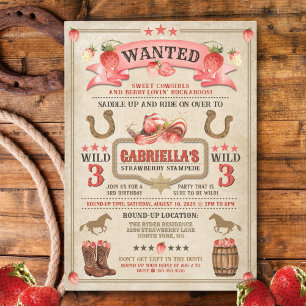 Strawberry Stampede Birthday Invitation