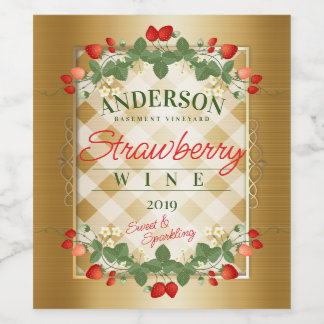 Strawberry strawberries homemade wine personalised label
