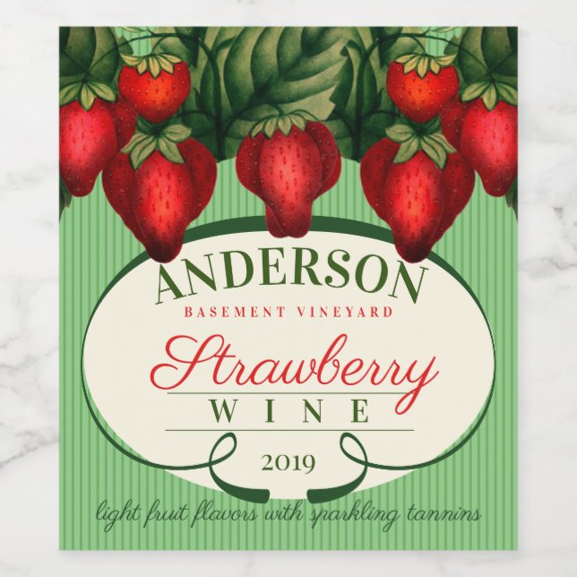 Strawberry strawberries homemade wine personalised label (Single Label)