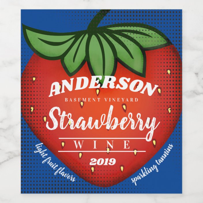 Strawberry strawberries homemade wine personalised wine label Zazzle