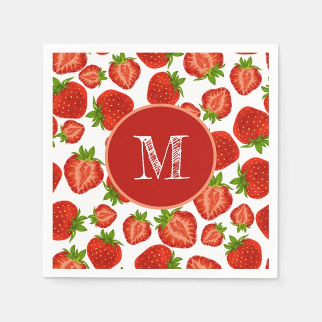 Strawberry Strawberries Red Pattern Napkin (Front)