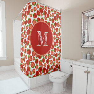 Strawberry Strawberries Retro Shower Curtain
