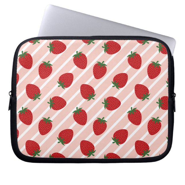 Strawberry Stripe Delight Laptop Sleeve (Front)
