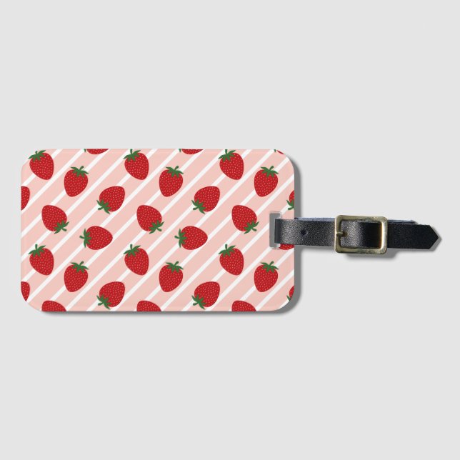 Strawberry Stripe Delight Luggage Tag (Front Horizontal)