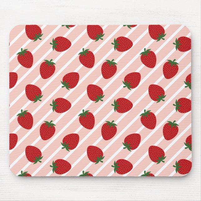 Strawberry Stripe Delight Mouse Mat (Front)