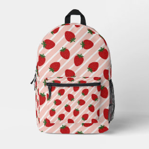 Strawberry Stripe Delight Printed Backpack