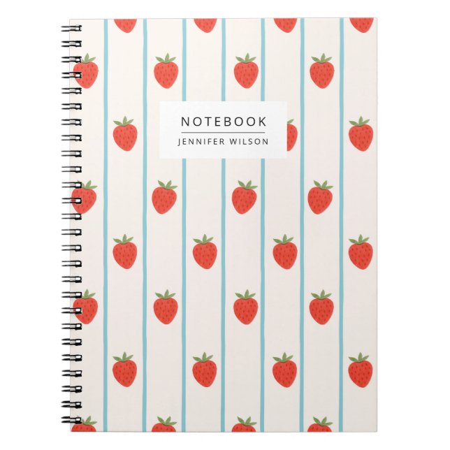 Strawberry Striped Pattern Notebook (Front)