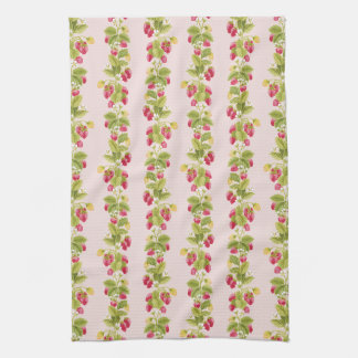 Strawberry Stripes Kitchen Towel - Light Pink