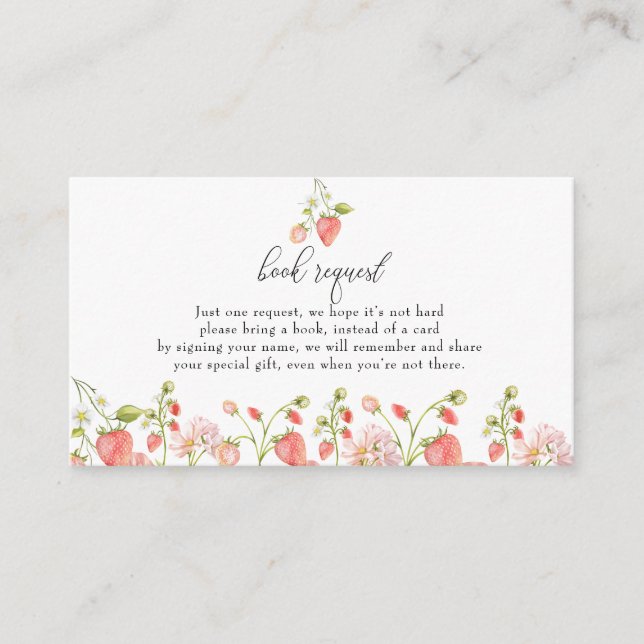 Strawberry | Summer Baby Shower Book Request Enclosure Card (Front)