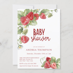 Strawberry   Summer Baby Shower Invitation