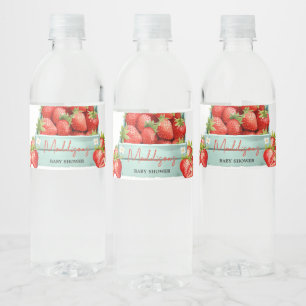 Strawberry Summer Baby Shower Water Bottle Label