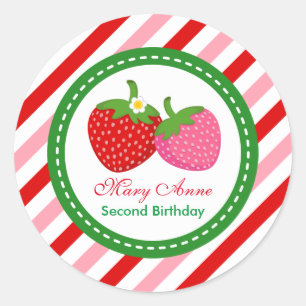 Strawberry Summer Birthday Baby Shower Classic Round Sticker