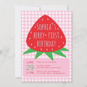 Strawberry Summer Girl Berry First Birthday Party  Invitation