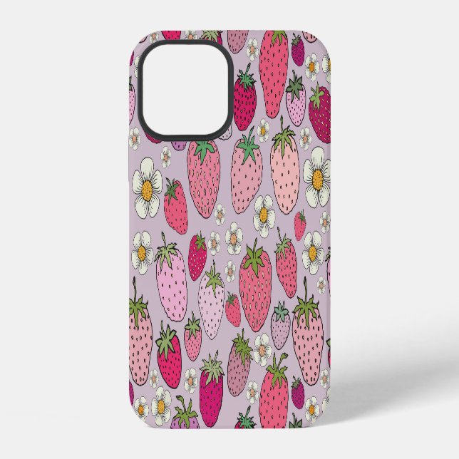 Strawberry Summer Seamless Pattern iPhone Case (Back)
