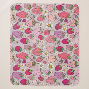 Strawberry Summer Seamless Pattern Sherpa Blanket