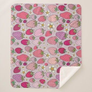 Strawberry Summer Seamless Pattern Sherpa Blanket