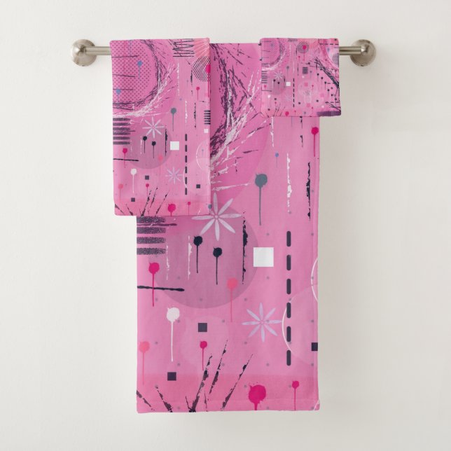 Strawberry Sundae Abstract Art  Bath Towel Set (Insitu)