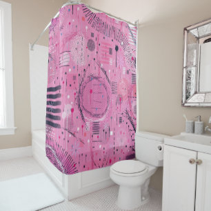 Strawberry Sundae Abstract Art Shower Curtain