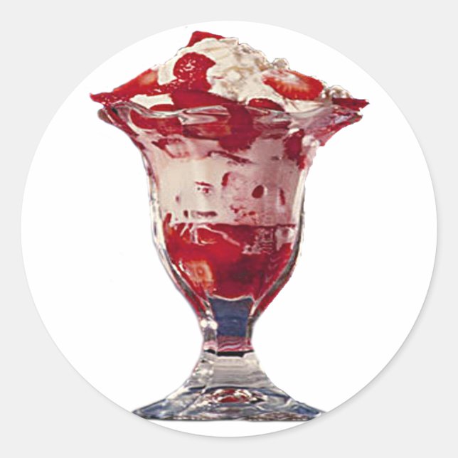 Strawberry Sundae Classic Round Sticker (Front)