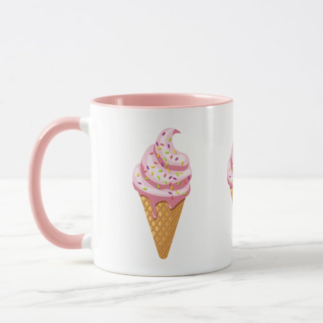 Strawberry sundae in waffle cone with topping coff mug (Left)
