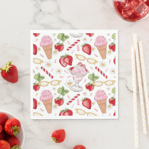 Strawberry Sundae Pattern Napkin