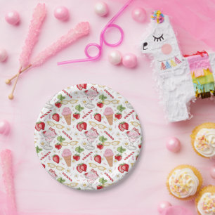 Strawberry Sundae Pattern Paper Plate