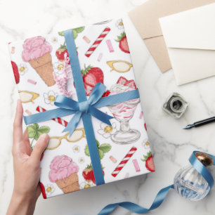 Strawberry Sundae Pattern  Wrapping Paper