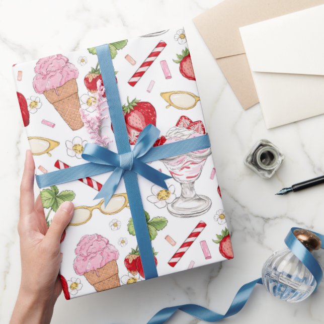 Strawberry Sundae Pattern  Wrapping Paper (Gifting)