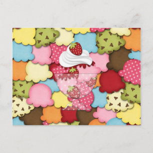 strawberry sundae postcard