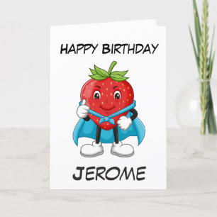 Strawberry superhero kids superhero birthday cards