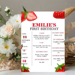 Strawberry Sweet Baby 1st Birthday Milestone Sign