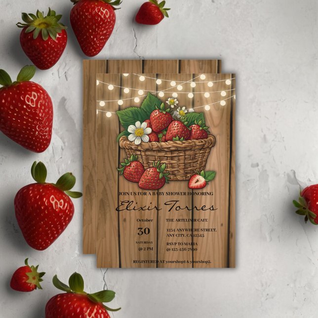 Strawberry Sweet Basket Baby Shower Invitation (Creator Uploaded)