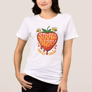 Strawberry Sweet Fresh – Cute Fruit Illustration  Tri-Blend Shirt