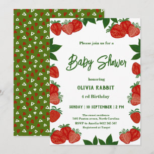  Strawberry Sweet Fruit Fresh Baby Shower Girl Invitation