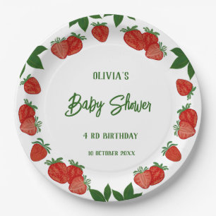  Strawberry Sweet Fruit Fresh Baby Shower Girl Paper Plate