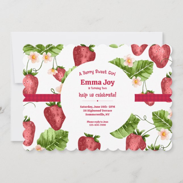 Strawberry Sweet Invitation (Front)