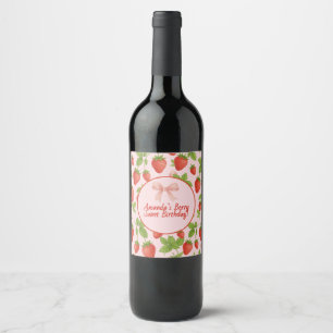 Strawberry Sweet Kids Birthday Party - Wine Label