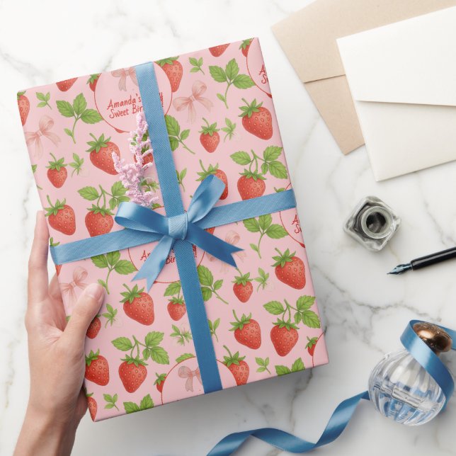 Strawberry Sweet Kids Birthday Party -  Wrapping Paper (Gifting)