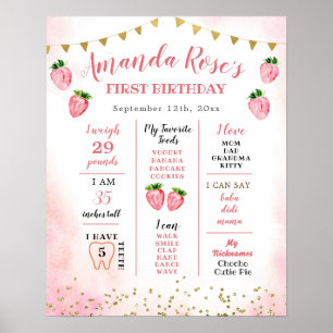 Strawberry Sweet One First Birthday Sign