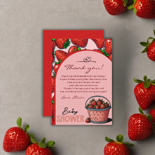 Strawberry Sweet Pink Bucket Baby Shower Thank You Card