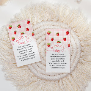 Strawberry Sweet Rustic Books Baby Girl Shower  Enclosure Card