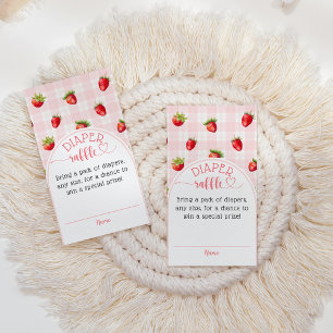 Strawberry Sweet Rustic diaper Baby Girl Shower  Enclosure Card