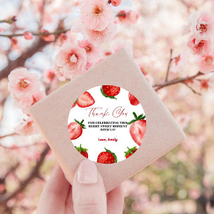 Strawberry Sweet Thank You Birthday  Berry Sweet  Classic Round Sticker