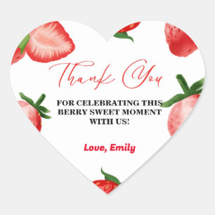 Strawberry Sweet Thank You Birthday  Berry Sweet  Heart Sticker