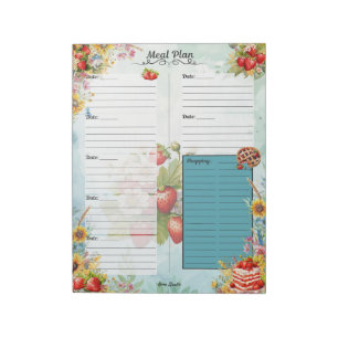 Strawberry Sweet Treat 7 Day Meal Planner Notepad