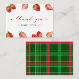 Strawberry Sweet watercolor baby  shower thank you Card