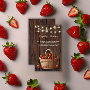 Strawberry Sweet Wood Basket Baby Shower Enclosure Card