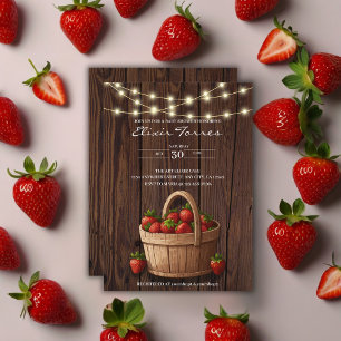 Strawberry Sweet Wood Basket Baby Shower Invitation
